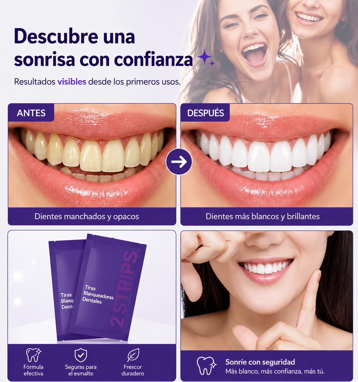 Tiras Blanqueadoras para Eliminar Manchas Amarillas