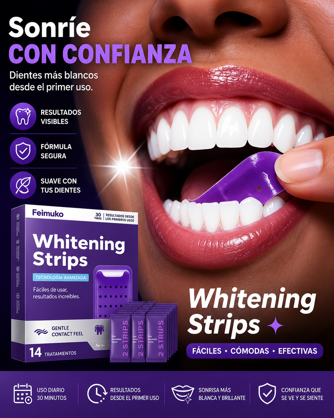 Tiras Blanqueadoras para Eliminar Manchas Amarillas