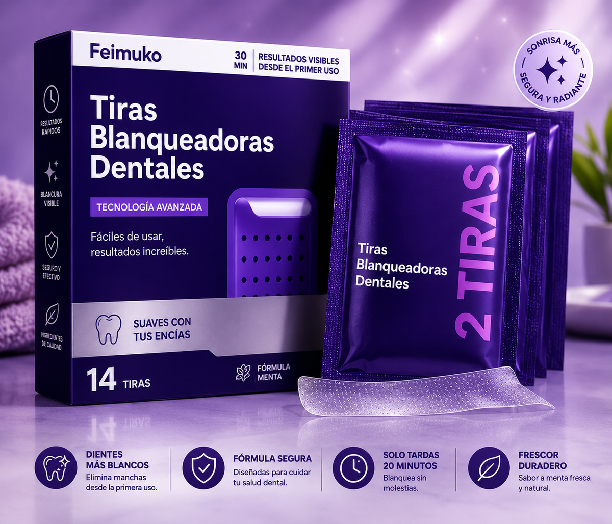Tiras Blanqueadoras para Eliminar Manchas Amarillas